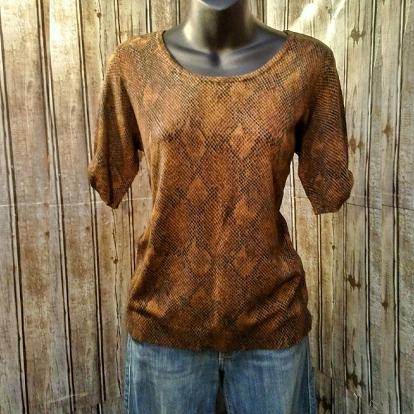 1/2 Sleeve Knit Python Print Top by WHBM - Picture 7 of 8